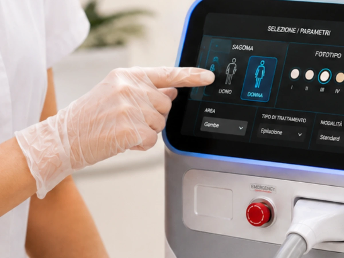Laser Specialist IUVES imposta i parametri del trattamento